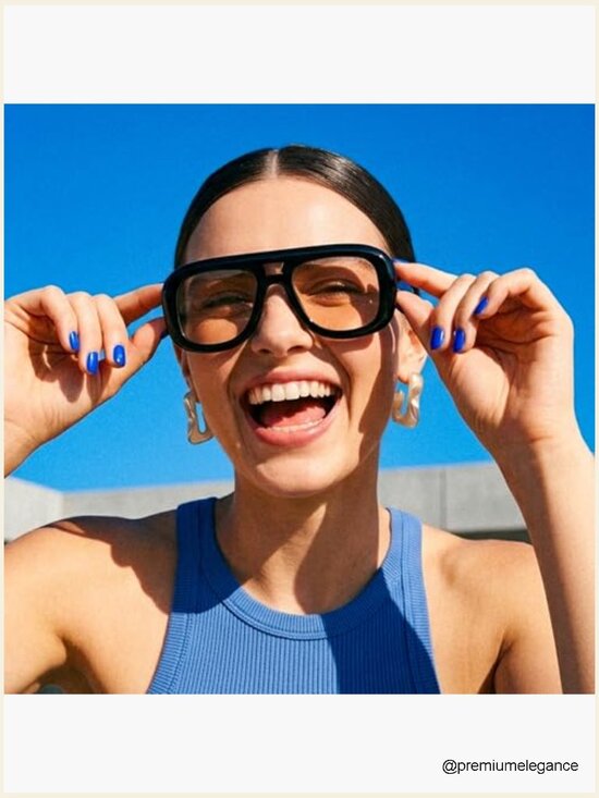 Oversized Aviator Sunglasses Retro Thick Square Frame UV400 Protection main image 5